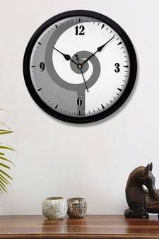 Geometry abstract white grey Modern Stylish Wall Clock (Round 12 Inch Ticking Movement Black Frame(ClockBL2P279)