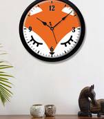Little Fox orange white Modern Stylish Wall Clock (Round 12 Inch Ticking Movement Black Frame(ClockBL2P280)