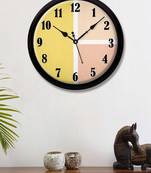 Minimal Striped Light Peach Modern Stylish Wall Clock (Round 12 Inch Ticking Movement Black Frame(ClockBL2P281)