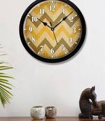 abstract Zigzag Golden yellow Modern Stylish Wall Clock (Round 12 Inch Ticking Movement Black Frame(ClockBL2P288)