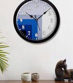 Geometrical Square Blue Modern Stylish Wall Clock (Round 12 Inch Ticking Movement Black Frame(ClockBL2P297)