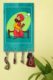 key holder for wall stylish holder wall mount hanger organizer Red Rose Take To Sardar Ji (MDF7.5X12 InchMulti)P014