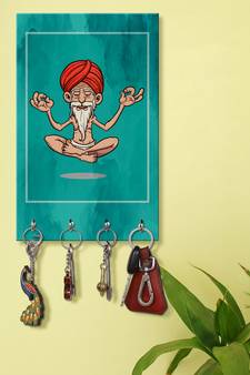 key hanger for wall decor holder wall mount hanger organizer Yoga Dadu (MDF7.5X12 InchMulti)P015