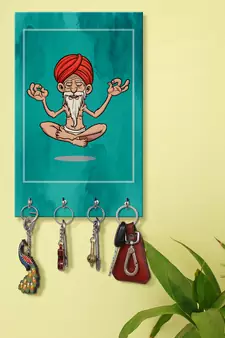key hanger for wall decor holder wall mount hanger organizer Yoga Dadu (MDF7.5X12 InchMulti)P015