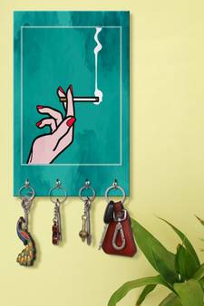 wooden decorative items holder wall mount hanger organizer Smoke (MDF7.5X12 InchMulti)P016