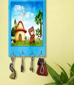 home organizer items holder wall mount hanger organizer Bear To Play Football (MDF7.5X12 InchMulti)P020