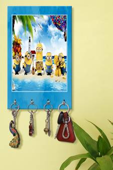 wall hangers decorative holder wall mount hanger organizer Minions Cartoon (MDF7.5X12 InchMulti)P022