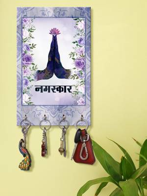 wall holders hooks holder wall mount hanger organizer Decorative Hand Namaskar (MDF7.5X12 InchMulti)P025 1