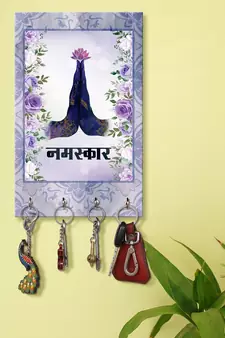 wall holders hooks holder wall mount hanger organizer Decorative Hand Namaskar (MDF7.5X12 InchMulti)P025
