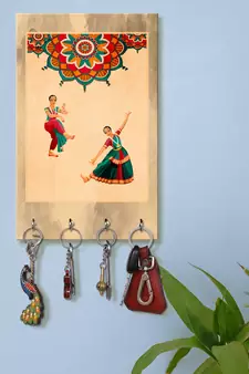 hook keychain holder wall mount hanger organizer Decorative Dancing Lady (MDF7.5X12 InchMulti)P026