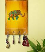 key holder for wall stylish wood holder wall mount hanger organizer Decorative Elephant (MDF7.5X12 InchMulti)P028