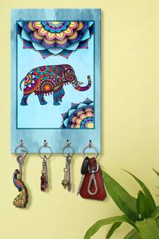 wall hanger holder wall mount hanger organizer Decorative Mandela Elephant (MDF7.5X12 InchMulti)P029