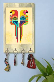 wall hooks holder wall mount hanger organizer Combo Parrot key stand for wall (MDF7.5X12 InchMulti) KeyholderP32