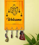 wall mount holder wall mount hanger organizer Ganesha Face with Welcome (MDF7.5X12 InchMulti)P035