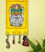 key hanger for wall decor holder wall mount hanger organizer Old Baba With White Hair And Beard (MDF7.5X12 InchMulti)