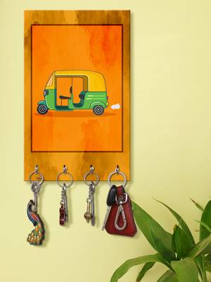 wooden decorative items holder wall mount hanger organizer Taxi (MDF7.5X12 InchMulti)P043 1