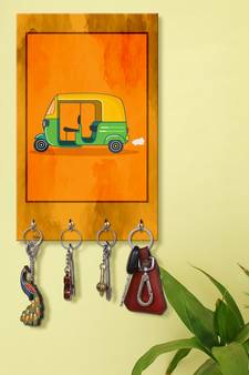 wooden decorative items holder wall mount hanger organizer Taxi (MDF7.5X12 InchMulti)P043