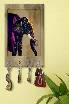 office organizer holder wall mount hanger organizer Decorative Elephant (MDF7.5X12 InchMulti)P046