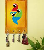 keys holder for home holder wall mount hanger organizer Three Parrot (MDF7.5X12 InchMulti)P048