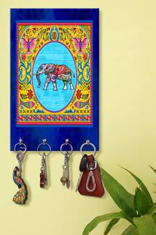 key organizer holder wall mount hanger organizer Decorative Elephant (MDF7.5X12 InchMulti)P051