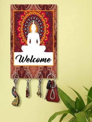 wall holders hooks holder wall mount hanger organizer Decorative Buddha Welcome (MDF7.5X12 InchMulti)P052 1