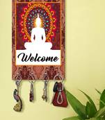 wall holders hooks holder wall mount hanger organizer Decorative Buddha Welcome (MDF7.5X12 InchMulti)P052
