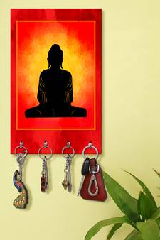 key ring holder for wall holder wall mount hanger organizer Buddha (MDF7.5X12 InchMulti)P054