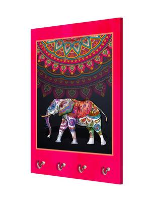 wall hanger holder wall mount hanger organizer Decorative Elephant (MDF7.5X12 InchMulti)P056 3