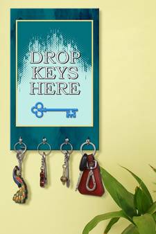 key hanger holder wall mount hanger organizer Drop Keys Here key stand for wall (MDF7.5X12 InchMulti) KeyholderP64