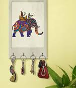 key holder for wall stylish glass holder wall mount hanger organizer Decorative Elephant (MDF7.5X12 InchMulti)P066