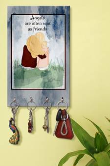 key hanger for wall decor holder wall mount hanger organizer Angels Are Offer Sent as Friends (MDF7.5X12 InchMulti)