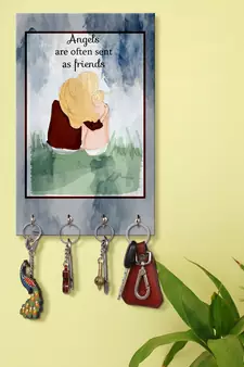key hanger for wall decor holder wall mount hanger organizer Angels Are Offer Sent as Friends (MDF7.5X12 InchMulti)