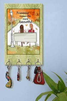 wooden decorative items holder wall mount hanger organizer Friends Ship Make Life Beautiful (MDF7.5X12 InchMulti)P070