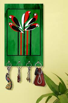 wall key holder for home holder wall mount hanger organizer Parrots (MDF7.5X12 InchMulti)P077