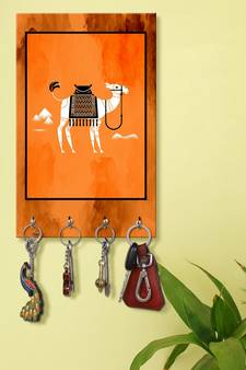 key holder for wall stylish wood holder wall mount hanger organizer Decorative Camel (MDF7.5X12 InchMulti)P082