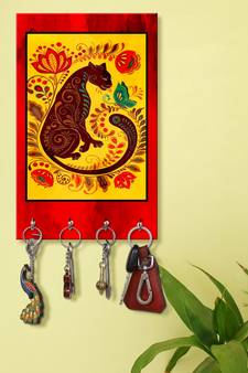 wall hanger holder wall mount hanger organizer Decorative Black Jaguar (MDF7.5X12 InchMulti)P083