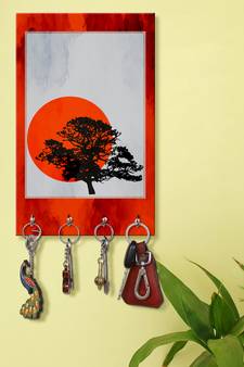 key hanger for wall decor holder wall mount hanger organizer Red Moon