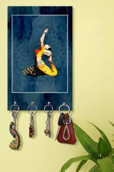 wooden key holder holder wall mount hanger organizer Indian Dance Lady