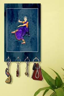 key stand for home wall stylish holder wall mount hanger organizer Bhart Natyam Indian Lady