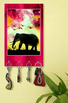 wall key holder for home holder wall mount hanger organizer Dark Moon Elephant Face