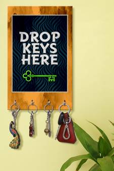 key stand for wall holder wall mount hanger organizer Drop Keys Hers Printed