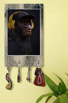 keys holder for home holder wall mount hanger organizer Black Gorilla Listening To Music