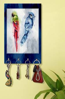 key ring holder for wall holder wall mount hanger organizer Parrot And Sparrow