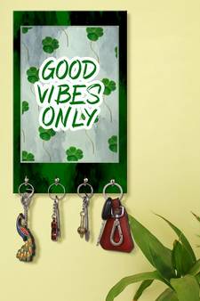key holder for wall stylish glass holder wall mount hanger organizer Good Vibes Only