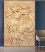 White Flowers and Leaves Mural Wallpaper