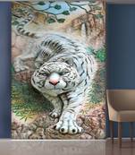 Green Leaves and Angry Tiger Mural Wallpaper