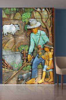 Village and Humans Mural Wallpaper