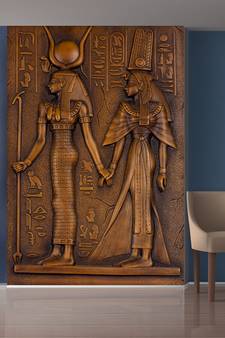 Golden Egypt King and Queen Mural Wallpaper