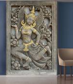 Grey Flowers and Dancing Lady Mural Wallpaper