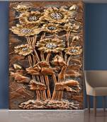 Golden Flowers and Leaves Mural Wallpaper